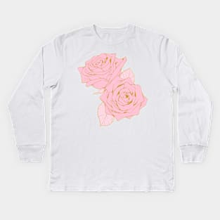 Pastel Pink Roses Kids Long Sleeve T-Shirt